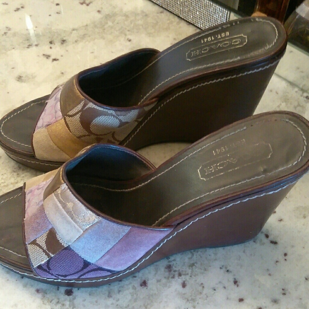 Authentic Coach Patchwork Leather/Suede Wedges - image 2